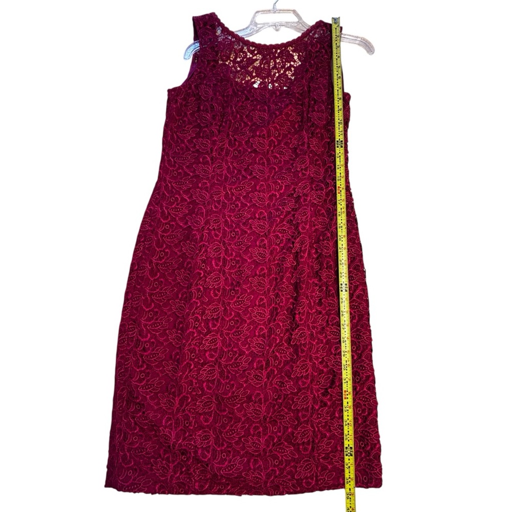 Women’s Cocktail Burgundy Dress Lace Sleeveless Midi Sz 10 Holiday Party - Picture 6 of 8